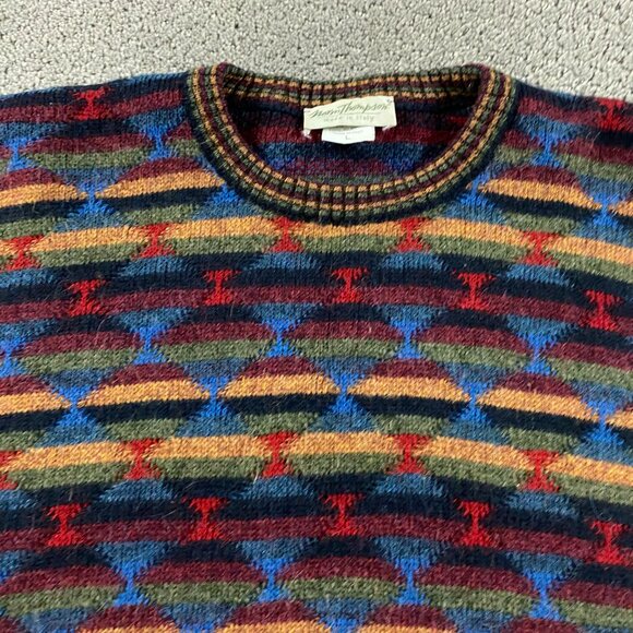 Vintage Norm Thompson Sweater Men's Large Alpaca Wool Cosby Biggie Italy 90s - Picture 2 of 8